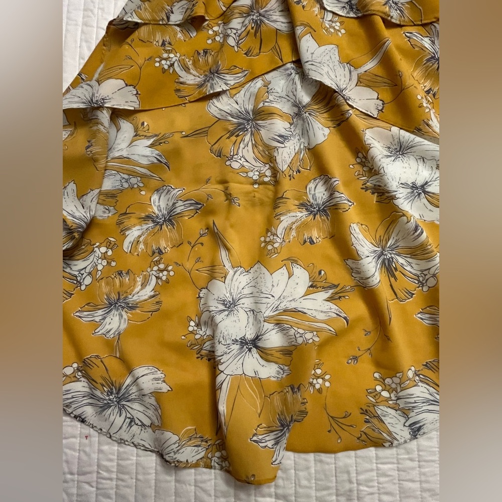 Lulus Darling Daylily Mustard Yellow Floral Print High-Low Maxi Dress - Picture 9 of 10
